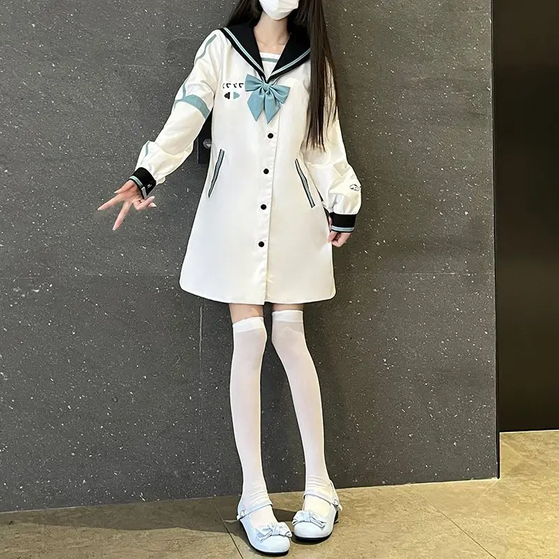 

Оригинальная японская униформа Jk, матросская куртка с длинными рукавами для темно-синего стиля, японский галстук-бабочка