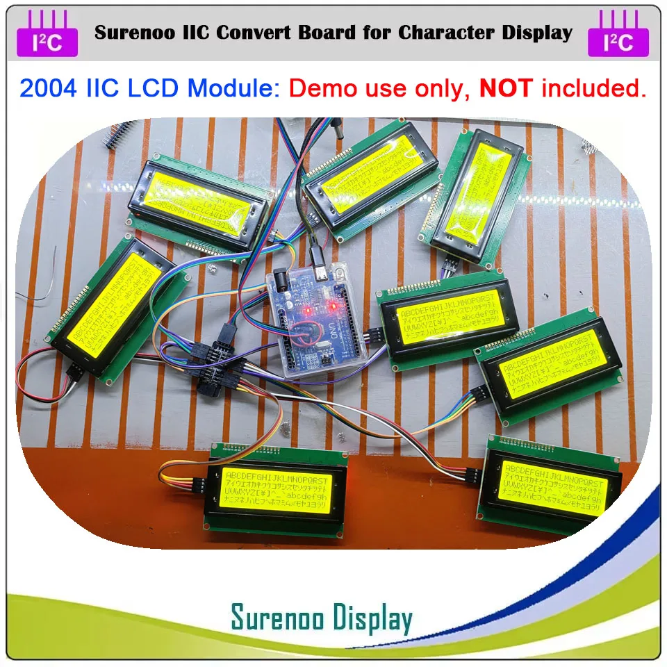 Surenoo Serial IIC I2C TWI 1-to-8 Extend Convert Board Module for 1602 2002 2004 Character LCD Module Display for Arduino