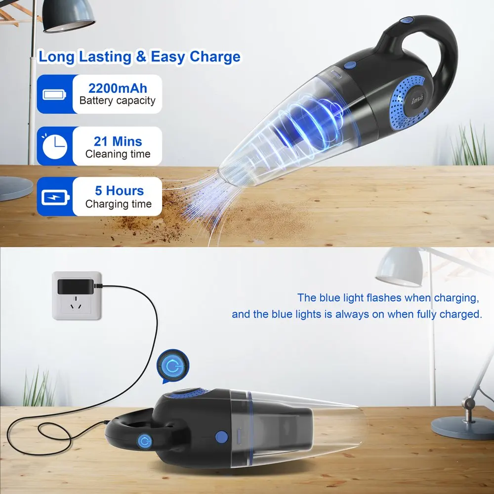 Ense-H5 차량용 진공 청소기, 습식 및 건식, 경량 충전식, 핸디 진공, 자동차, 애완 동물 털, 가전 제품