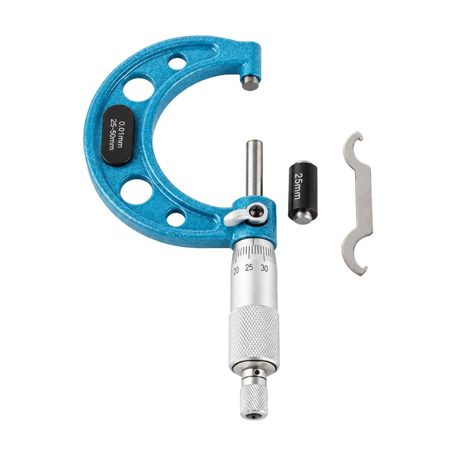 External Micrometer Carbon Steel Frame Blue Finish Measuring Instrument for Workshop Technician Dimensional Gauge