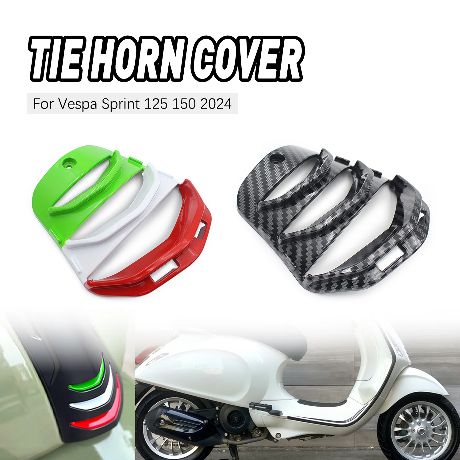 For Vespa Sprint 125 150 2024 2025 Motorcycle Horn Cover Inlay Tie Grill Cover ABS Fairing Accessories