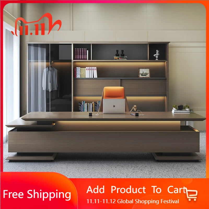 

Light Luxury Boss Table Designer High Quality Modern Monitor Stand Conference Office Desk Work Storage Bureau Home Furniture