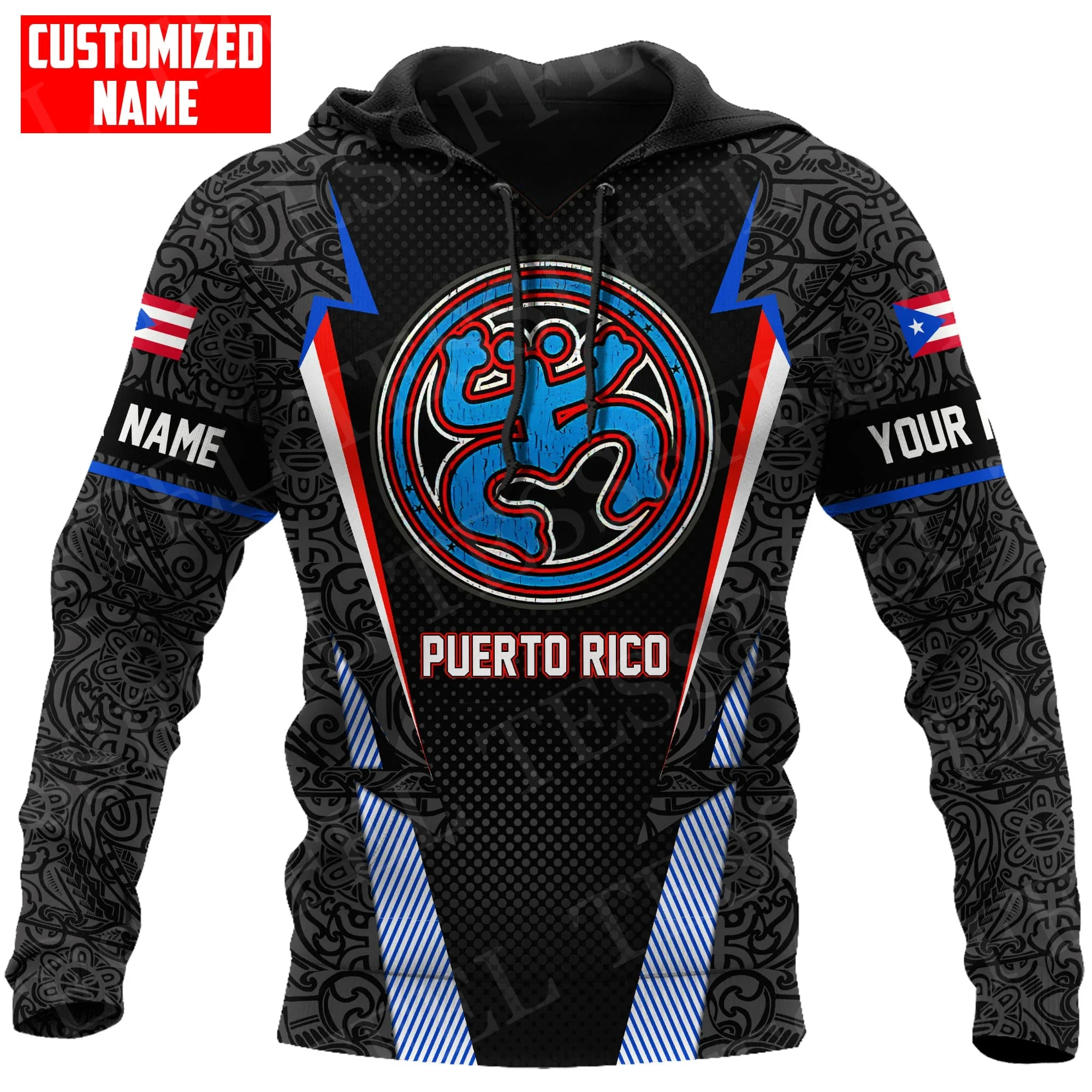 

Custom Name Puerto Rico Boricua Borikén Tattoo Retro Tracksuit Vintage 3DPrint Harajuku Casual Funny Pullover Jacket Hoodies X9