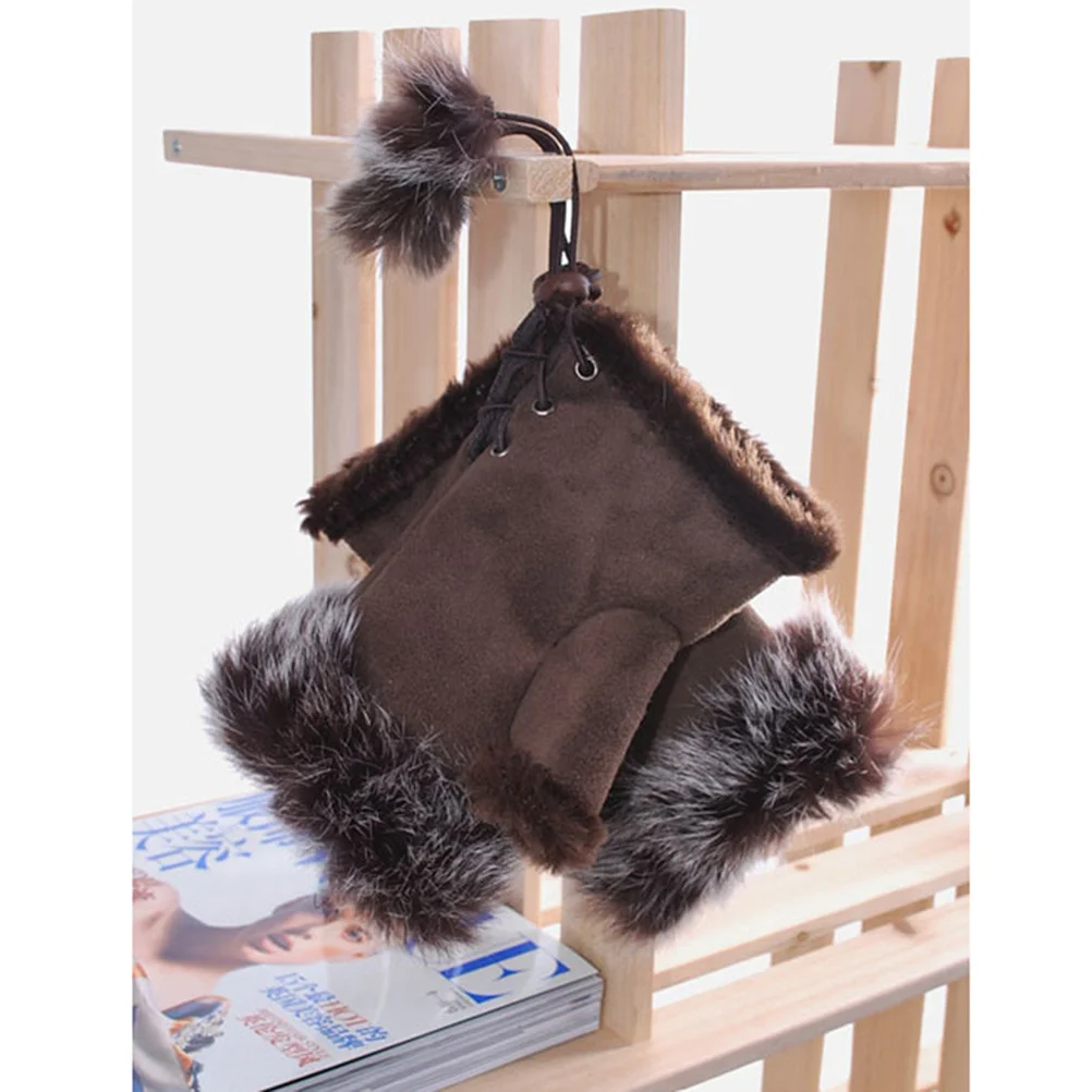 1 زوج نصف اصبع قفازات الشتاء الدافئة الصوف السميك أصابع القفازات قصيرة قفازات المعصم لينة الجلد ودية لاستخدام الكمبيوتر