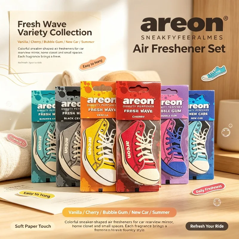 Sneaker Shaped Car Air Freshener 6 Styles 60 Pack Hanging Scent Paper Cards For Auto Closet Home Decor