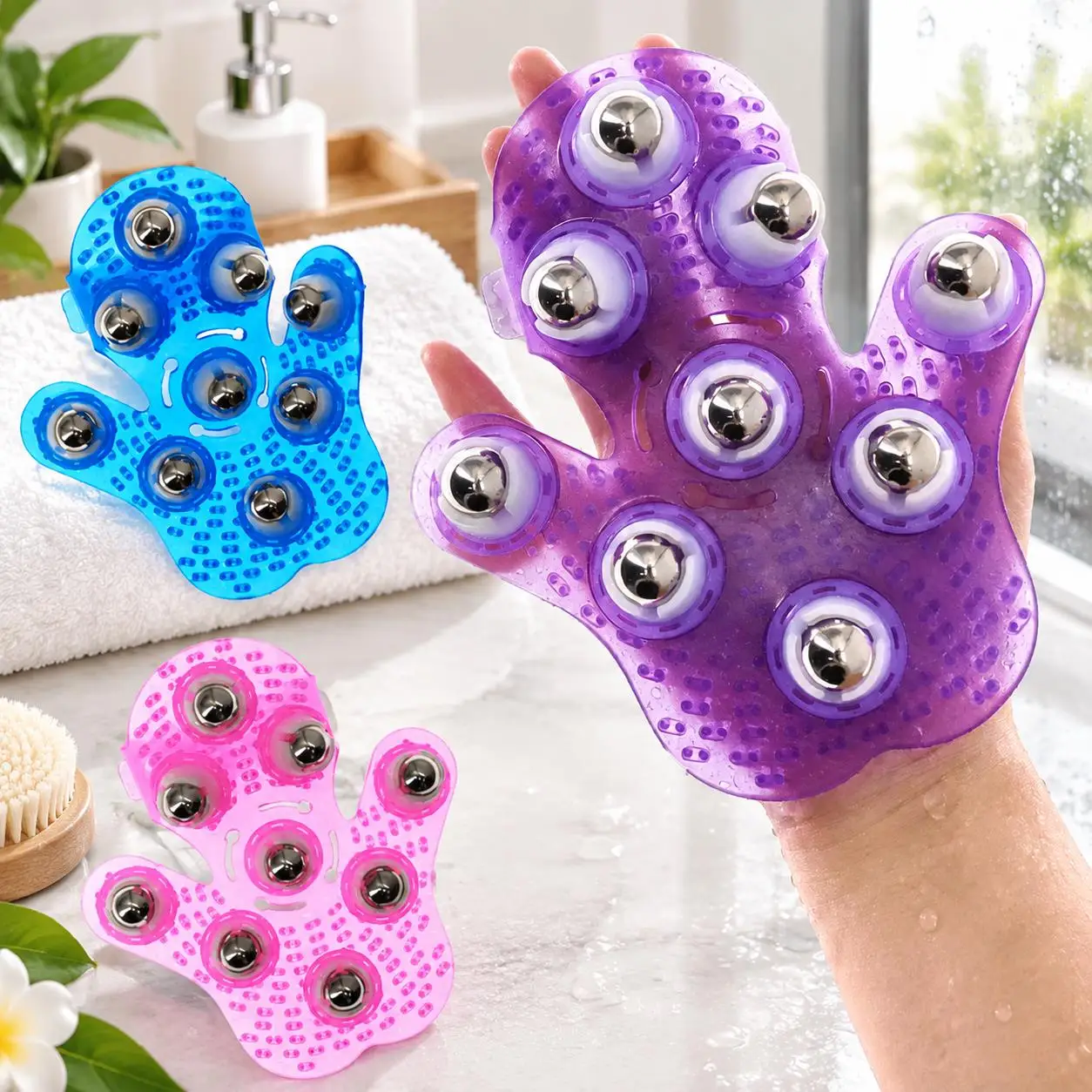 Magnetische Rollenmassage-Handschuhe für Nacken, Rücken, Schultern, Hüften und Gesicht – Entspannungswerkzeug