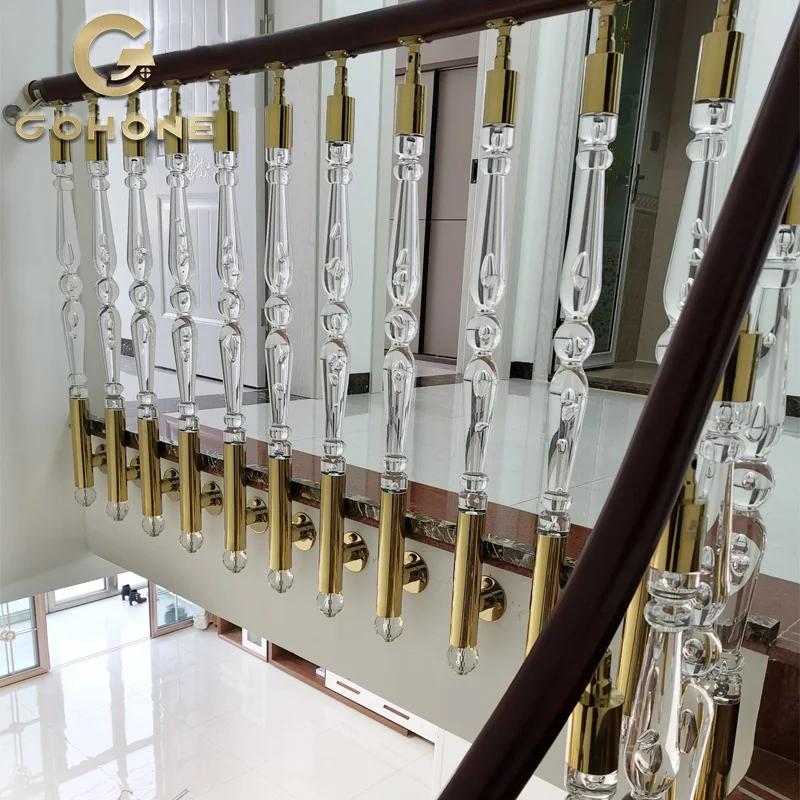 Customized Top-grade Acrylic Armrest pillar Crystal PMMA General Column Plexiglass Bubble Stair Handrail KTV Hotel Villa Railing