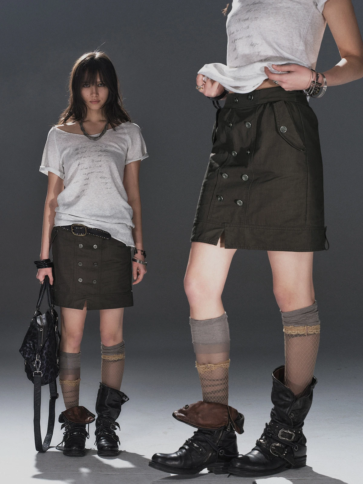 

Поляризованная тканевая короткая юбка с двойными пуговицами, карманами, эластичной талией и разрезом, прямого кроя, женская летняя юбка