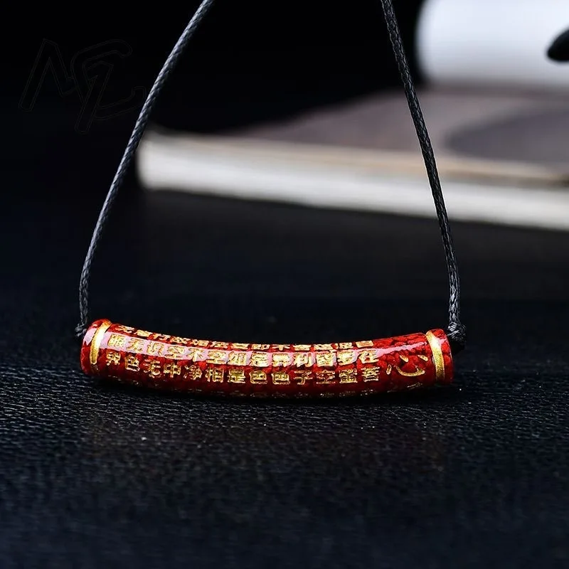 Red Cinnabar Heart Sutra 6mm Beads DIY Bracelet Designer Gift Jewelry Luxury Energy Real Vintage Bangle Amulet Customized
