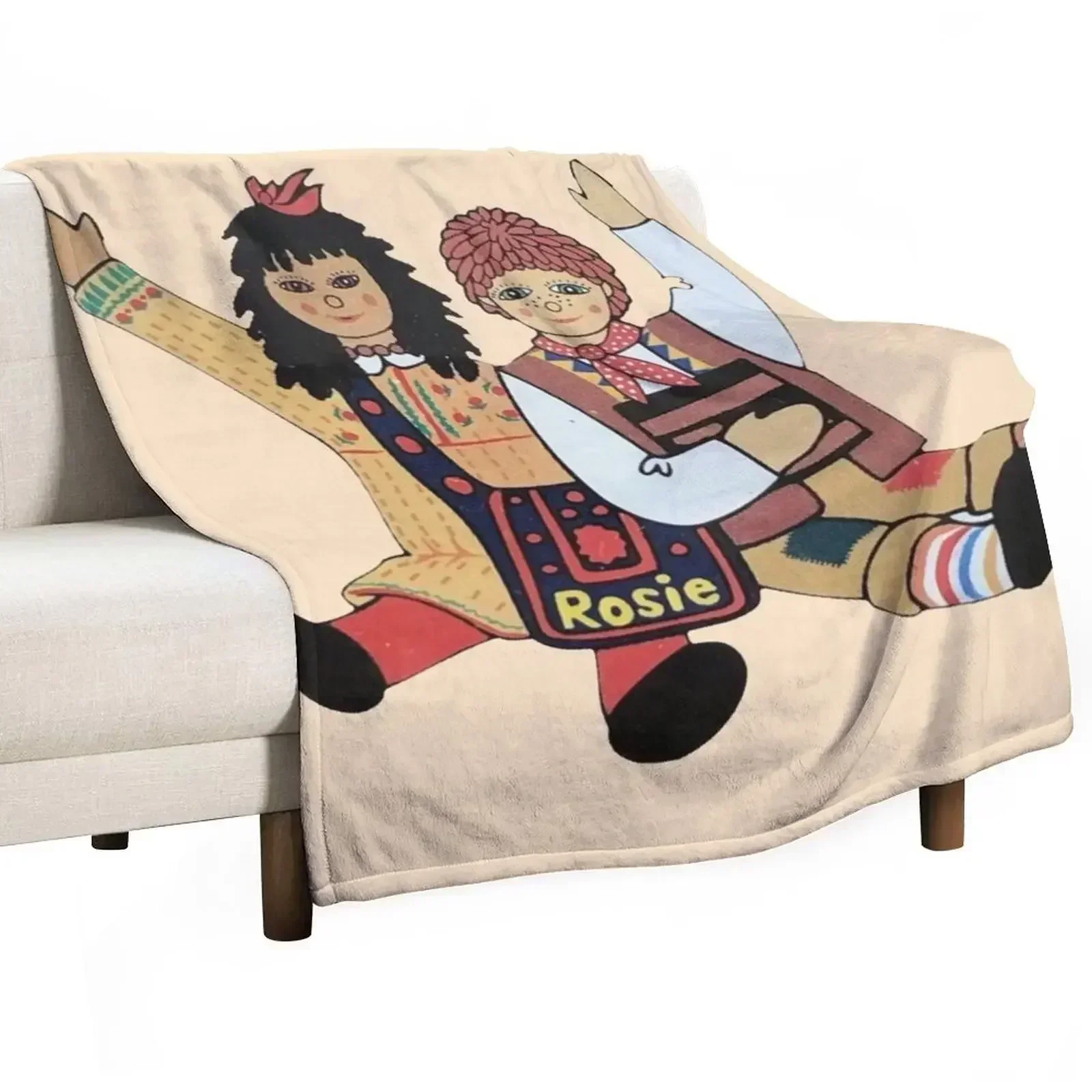 Rosie and Jim dolls Throw Blanket Soft Plaid Thins Decorative Sofa blankets and throws Flannel Fabric Sofa Throw Blankets