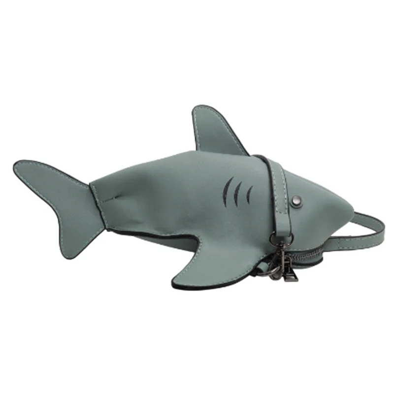 

Fun Personality Cute Shark Design PU Leather Casual Shoulder Bag Tote Crossbody Mini Messenger Bag Handbag Clutch Bag Purse Flap