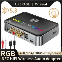 NFC Bluetooth 5.3 Audio Receiver Transmitter 3.5MM AUX RCA Coaxial Optical DAC Converter Wireless Adapter for TV PC Car Speaker