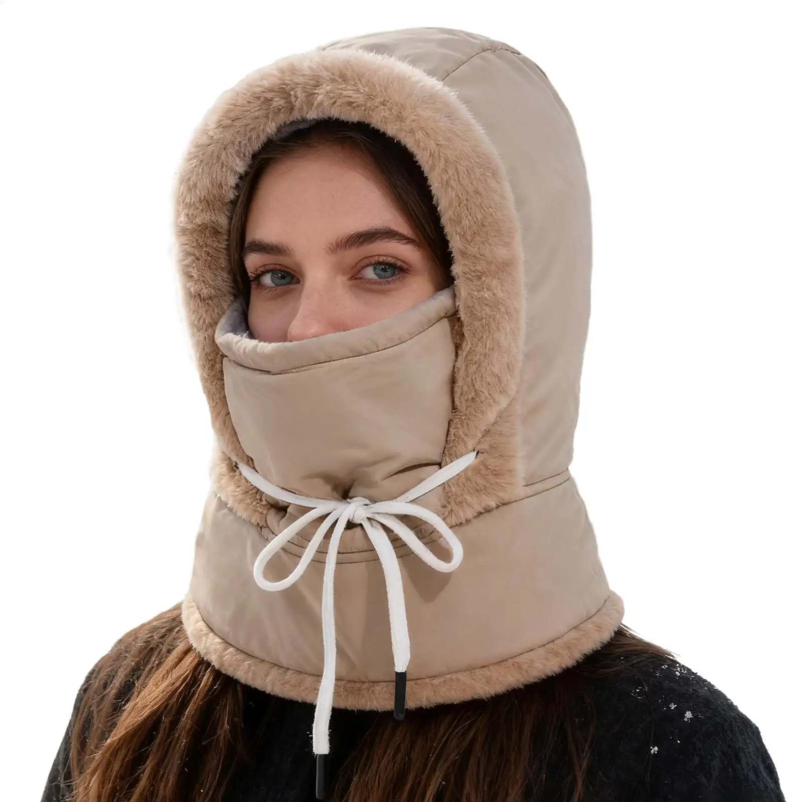 

Snow Hat Windproof Snow Hood Outdoor Hat With Face Cover And Scarf For Women Men Cold Weather Outdoor Camping Hiking Cycling