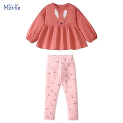 Little maven Children's Clothing Cotton 2024 Autumn Baby Girls Cartoon Rabbits Sweatershirts Tops+ Legging Sets Kids Clothes