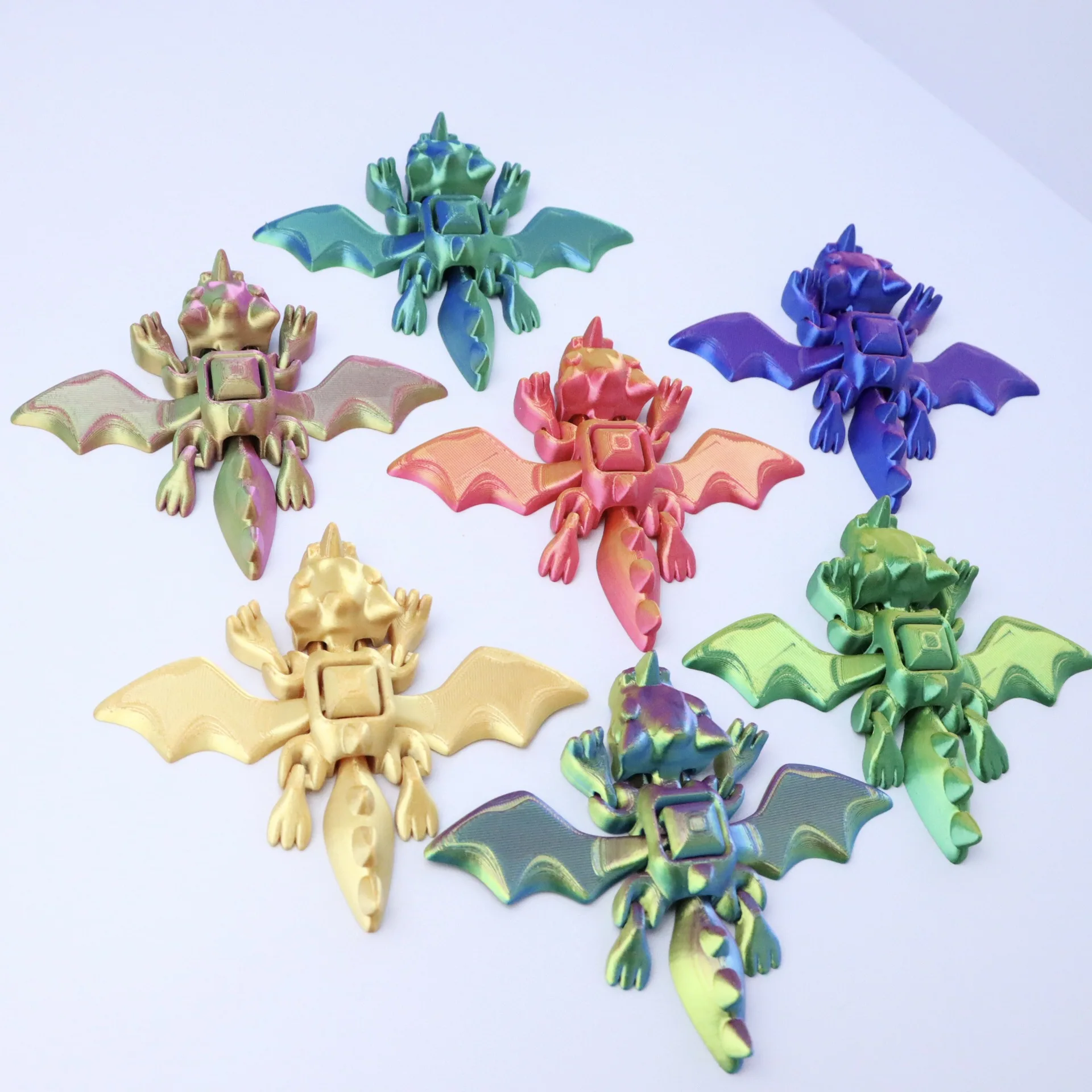 3D Printed Skeleton Flying Triceratops Multi-joint Movable Model Crafts, Cute Animal Office Desktop Ornaments Craft Gifts