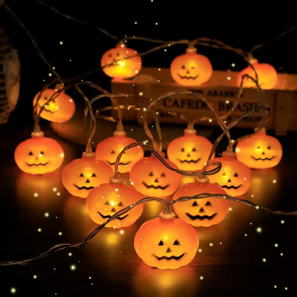 ハロウィンライト 不気味な3Dカボチャ ハロウィンライトストリング 屋内屋外装飾用 電池式LEDライト 簡単