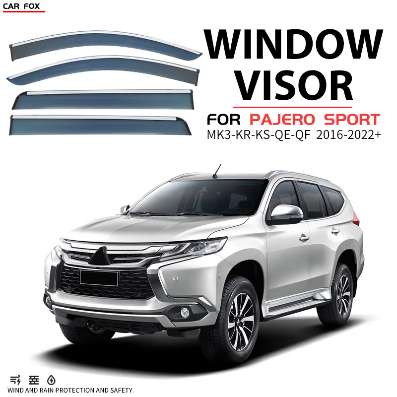 

For Mitsubishi PAJERO SPORT 1996-2022+ Car Window Visor Awning Shelters Windshield Side Window Rain Sun Shade Auto Accessories