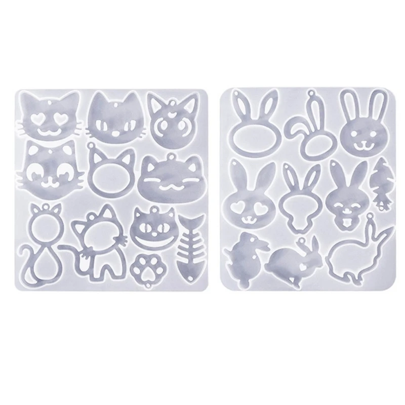 Pingente jóias personalizado fazendo moldes flexível diy molde silicone cristal para gato cristal artesanal coelho