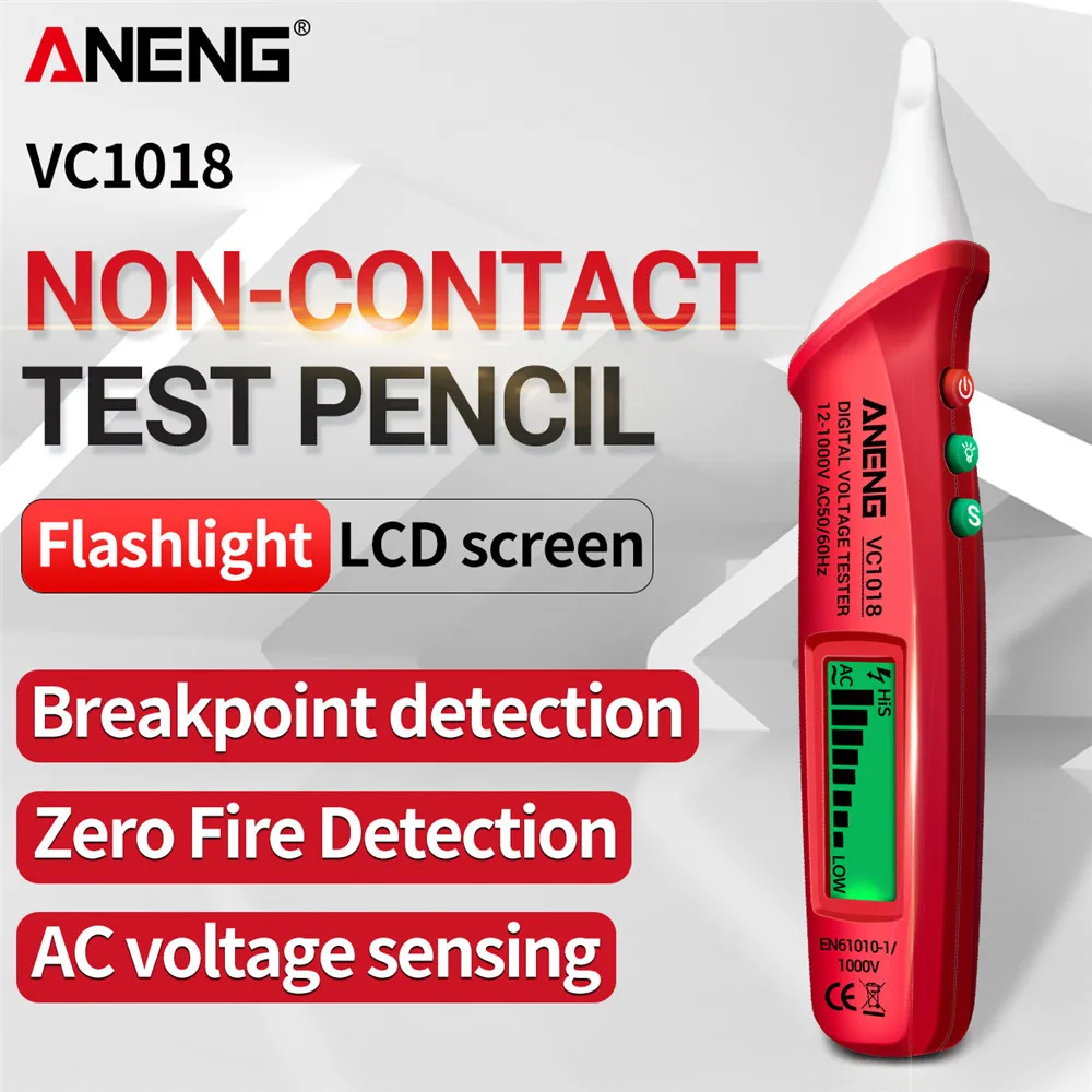 ANENG VC1018 inteligentny cyfrowy miernik napięcia AC 1000V NCV woltomierz inteligentny czujnik pióro testowe detektor brzęczyka do elektronarzędzia