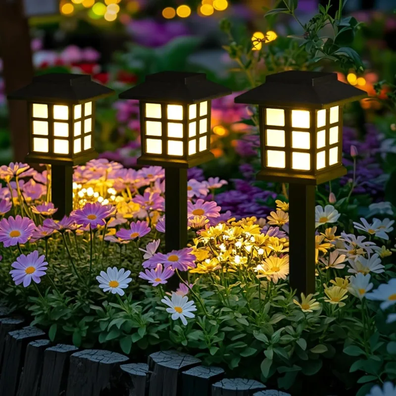 Paquete de 2 luces solares para camino, lámpara solar para exteriores, iluminación impermeable para jardín, patio, camino, entrada, decoración para acampar