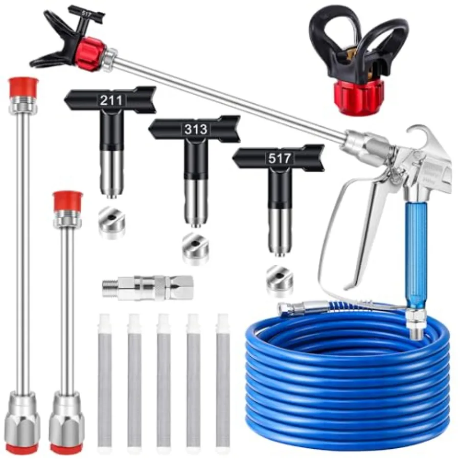 

14Pcs Airless Paint Sprayer Gun Kit for DIY 3600PSI Airless Spray Gun with 25Ft High Pressure Hose and 3Pcs Reversible Spray Ti