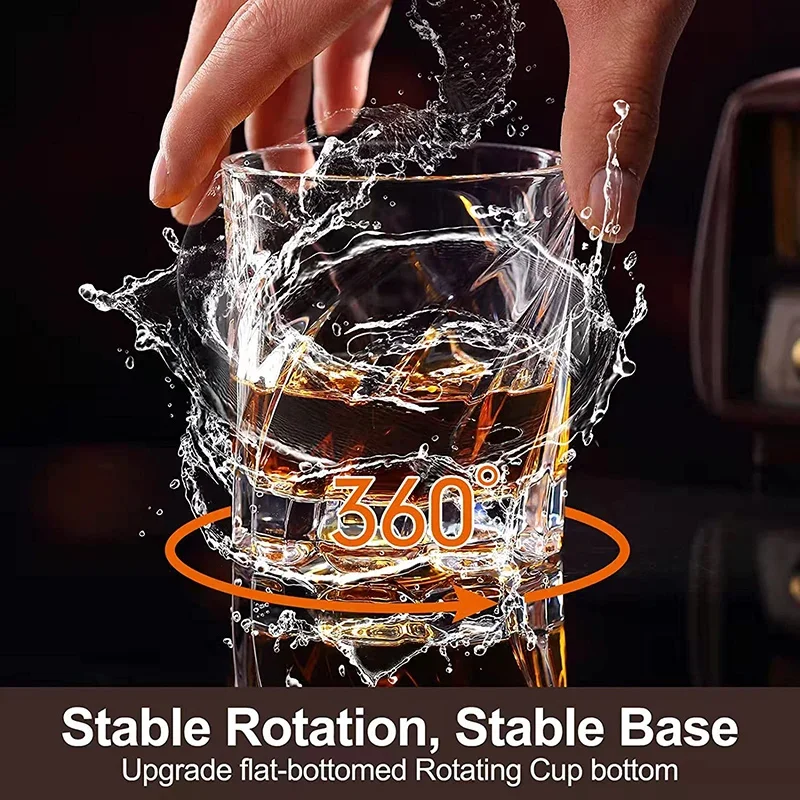 

1 шт., вращающийся стакан для виски, старомодное стекло для питья бурбона, скотча, коктейлей или чая, виски