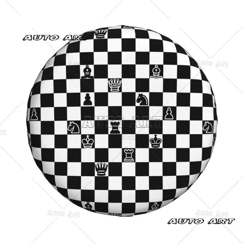 Custom Chess Lover Spare Wheel Cover 4x4 SUV Chessboard Game Tire Protector 14