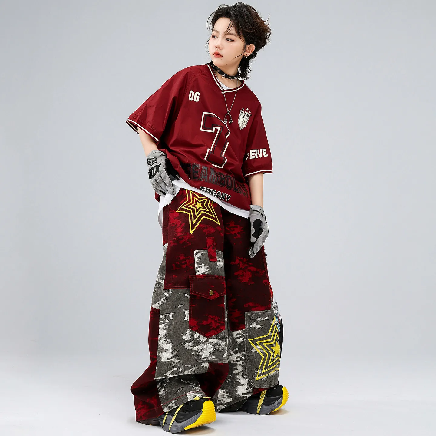 Boys Hip Hop Dance Costume Short Sleeve Top Baggy Pants Fashion Jazz Dance Performance Clothes Set Kpop Outfits Group Stage Wear