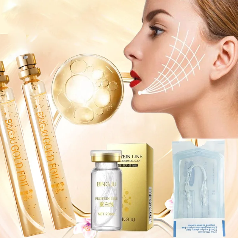 

No Neddle Face Filler Absorbable Collagen Protein Thread Face Lift Plump Silk Fibroin Line Carving Anti Aging Essence Korean