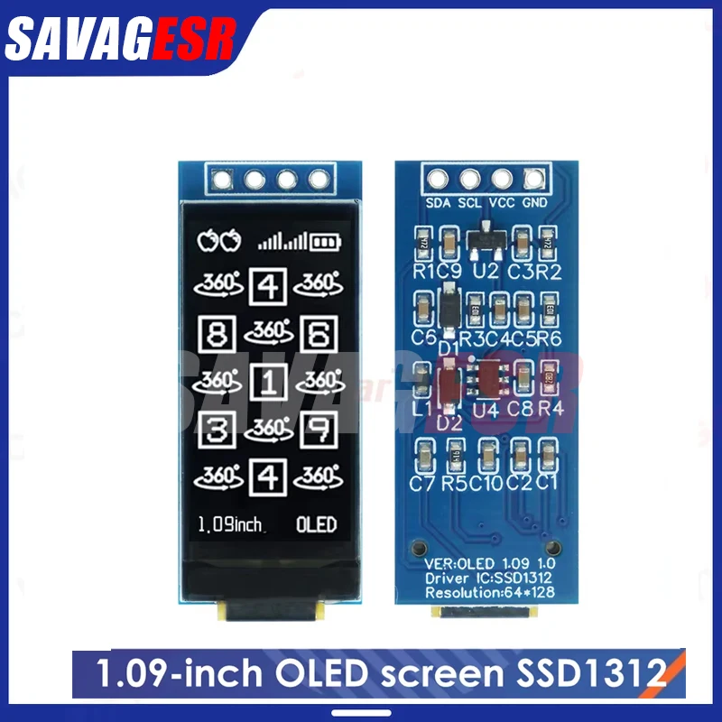 modulo-de-display-oled-de-109-polegadas-128x64-branco-ssd1312-i2c-interface-de-4-pinos-para-raspberry-pi-baixo-consumo-de-energia-amplo-Angulo-de-visao