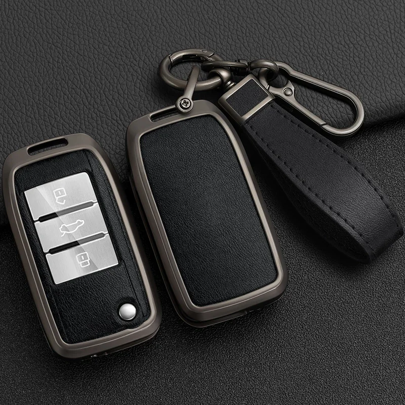 

Zinc Alloy + Leather Car Key Case Cover For MG MG3 MG5 MG6 MG7 ZS GT GS For Roewe RX5 350 360 750 Flip Key Protector Shell Fob