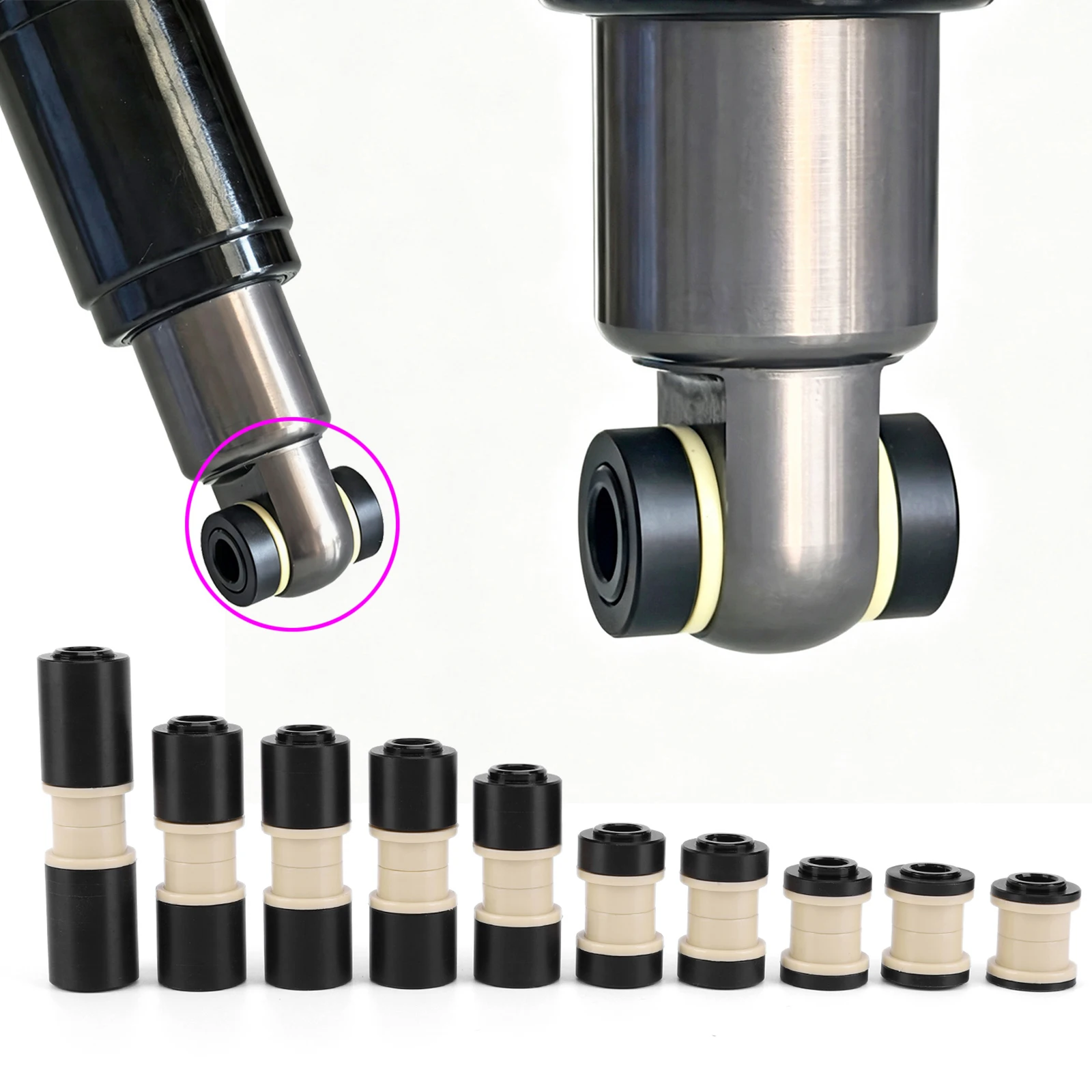 MTB Hinterer Stoßdämpfer-Buchsenadapter, Federung DU-Buchse ID 8mm OD 12mm 22 24 25 30 32 44 50 52 68mm Stoßdämpfer Mountainbike-Zubehör
