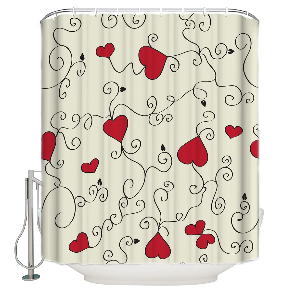 Vine print pattern shower curtain Green dense bathroom waterproof Simple style decoration