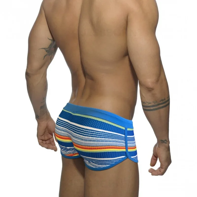 2026 Summer Men's Swimming Trunks Striped Breathable Tight Professional Sports Swimsuit Beach Shorts Sexy Boxer Bath Swim Briefs 4
