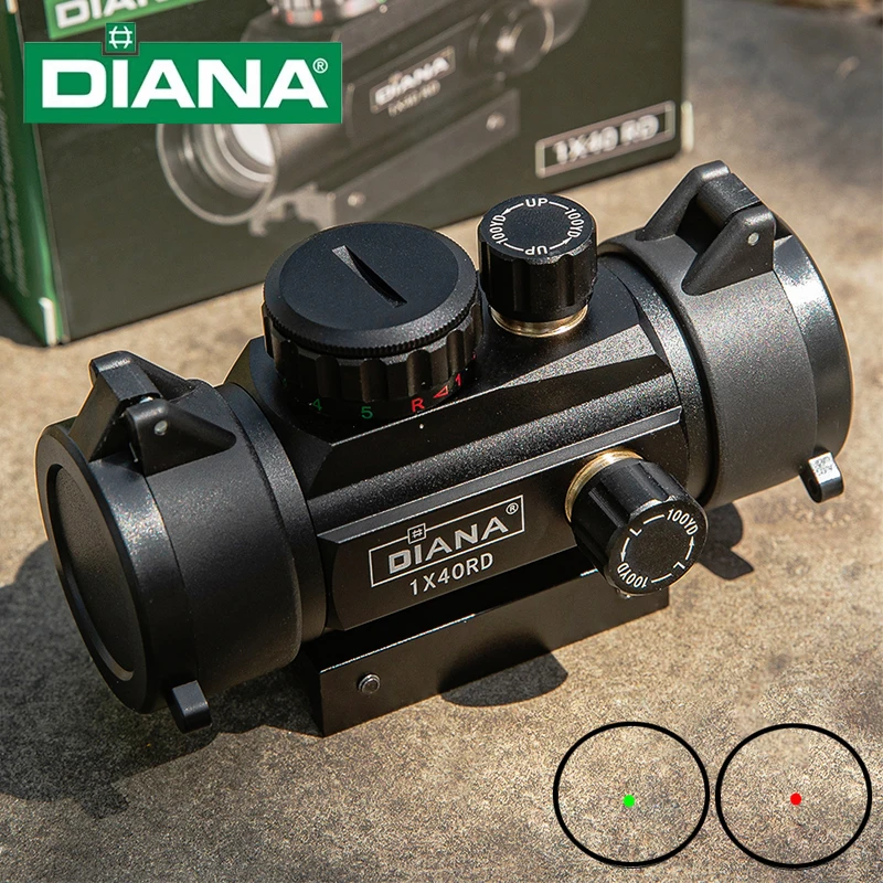 Mira Telescópica DIANA 1x40 con Punto Rojo y Verde, con Montura de 11/20 mm, Herramienta Óptica para Exteriores