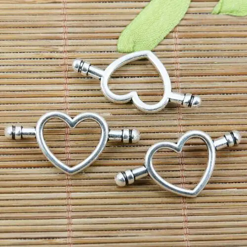 

10pcs 35*16mm tibetan silver color curved heart frame bar design EF2279