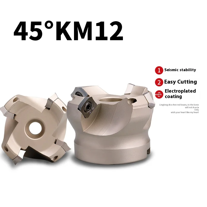 

KM12 CNC Plane 45 Degree Cutter Cutting Adapter 50/63/80/100mm Face Milling Cutter Disc Indexable Solid Carbide Blade SEKT1204