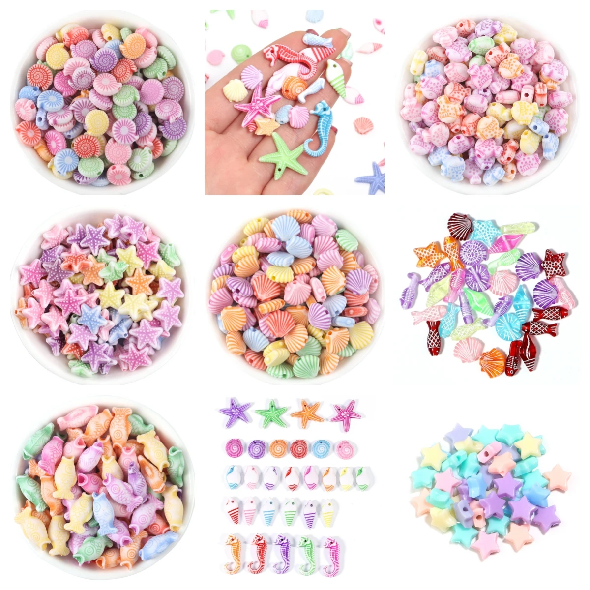 

50-100pcs/lot Plastics/Acrylic Beads Ocean Series Spacer Charm Beads for Jewelry Making DIY Anklet Bracelet Necklace Accessories