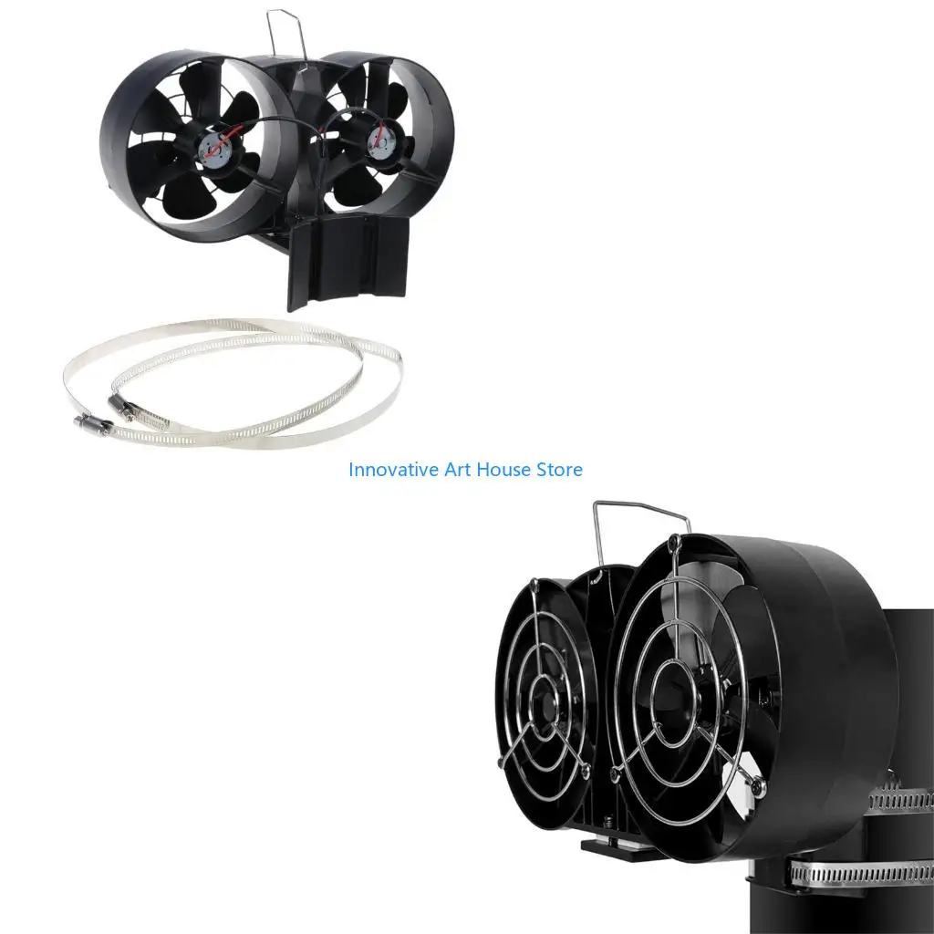 E1PC Versatile Fireplace Fan, Heat Powered Stove Fan for Various Heating Devices