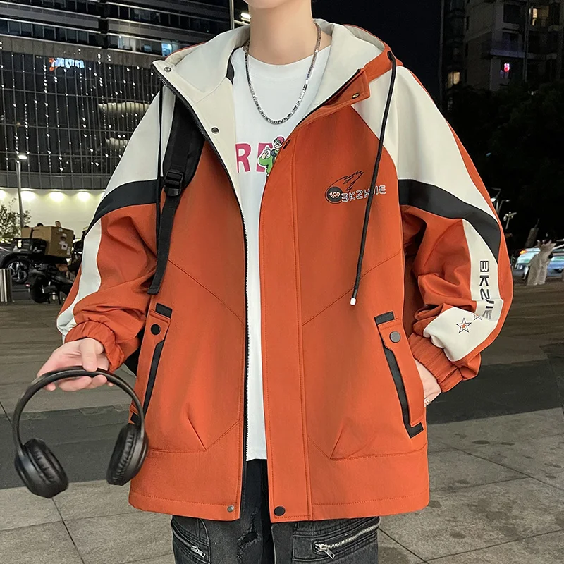 

Новое поступление, мужские повседневные куртки с капюшоном, весенне-осенняя молодежная уличная одежда, свободное пальто, уличная ветровка, верхняя одежда, Прямая доставка