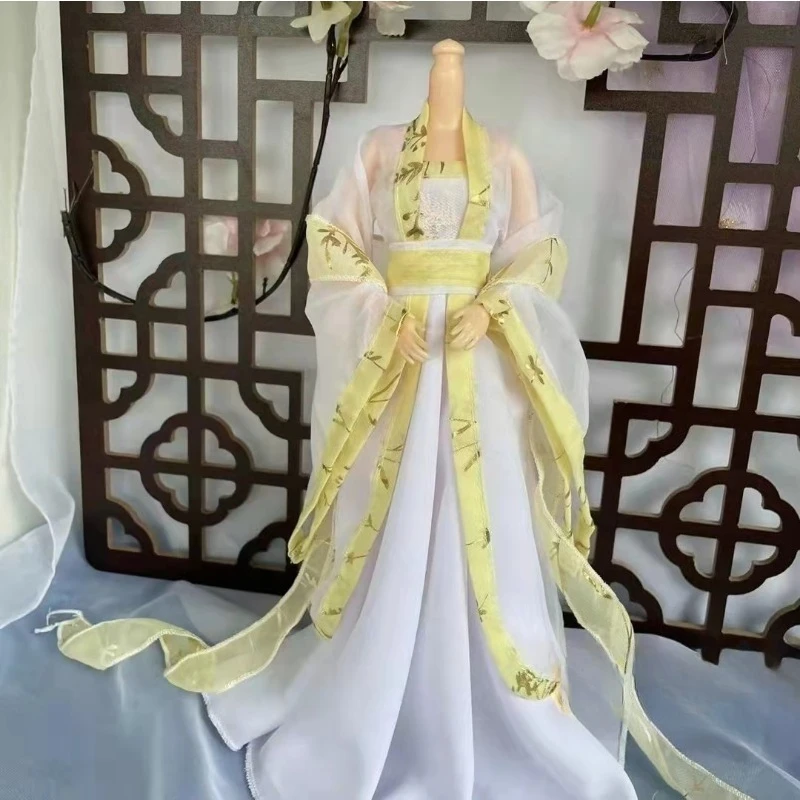 1/6 스케일 미녀 병사 고대 한복 거즈 스커트 의상 모델 (12인치 액션 피규어 소품 장식용)