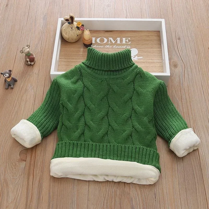 Boys Woolen Sweater Crochet Cotton Windbreak 2023 Yellow Warm Thicken Autumn Winter Pullover Plus Size Children's Clothing