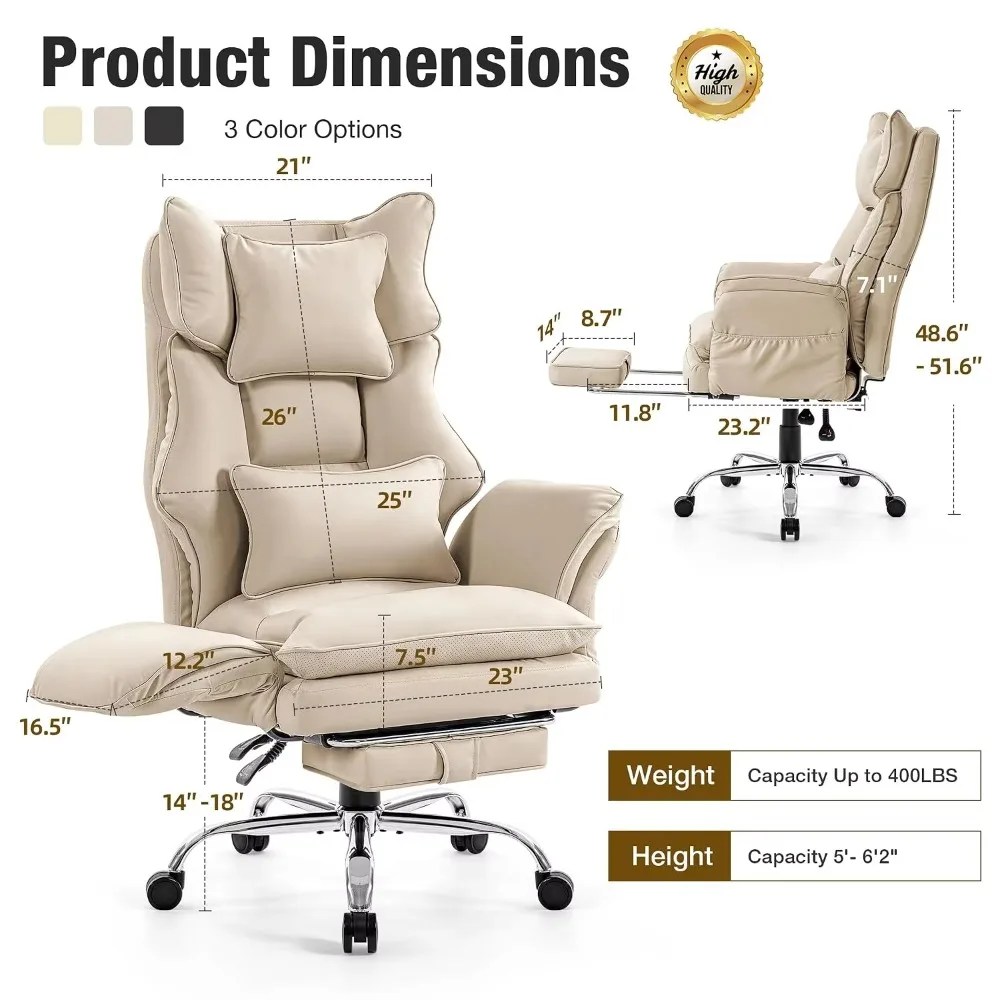 Executive Leather Criss Cross Office Chair with Foot Rest &Flip Arms | Big and Tall 155° Reclining Desk Chair with, Customized