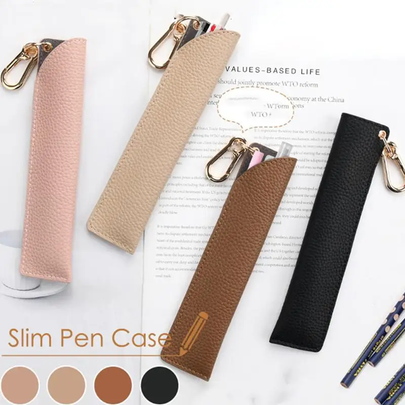 1Pcs Leather Pencil Holder School Pen Storage Bag Pen Case Kawaii Pen Protective Sleeve Small Sign Pen Cover Leather Case Gifts