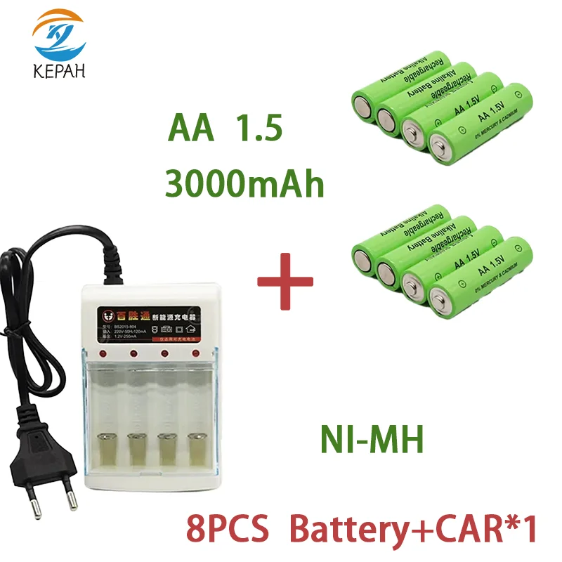 AA1.5V rechargeable nickel-metal hydride battery, 3000mah, 1.5V, clock, keyboard, lighting, electric shaver, etc.