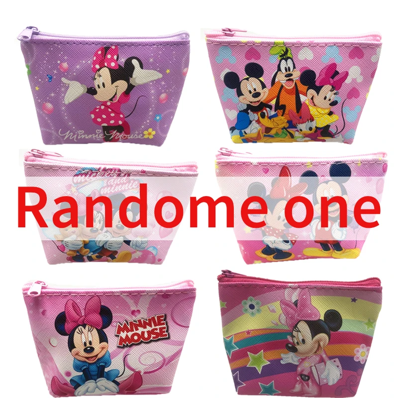 Disney Mickey Mouse Wallet for Women Minnie Mouse Cartoon Coin Purse Portable ID Card Holders Kawaii Key Storage Bag Gifts