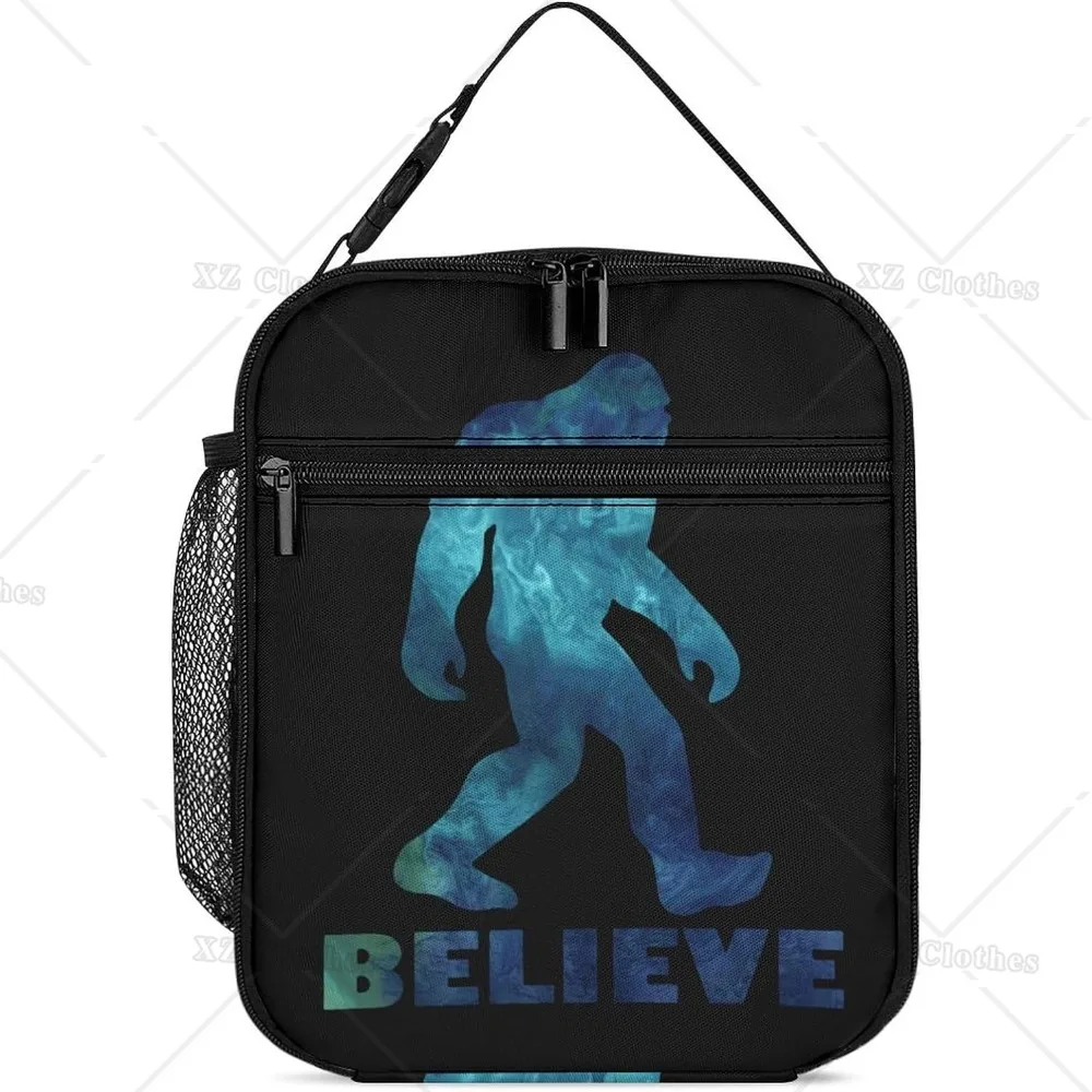 

Bigfoot Sasquatch Believe Funny Lunch Bag Insulated Portable Tote Handbag Lunch Box with Pocket for Men Office Work Picnic Beach