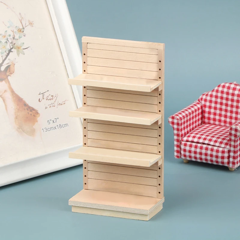 

1:12 Dollhouse Miniature Wooden Supermarket Shelf Display Stand Storage Rack Four Story Scene Decor Toy Doll House Accessories