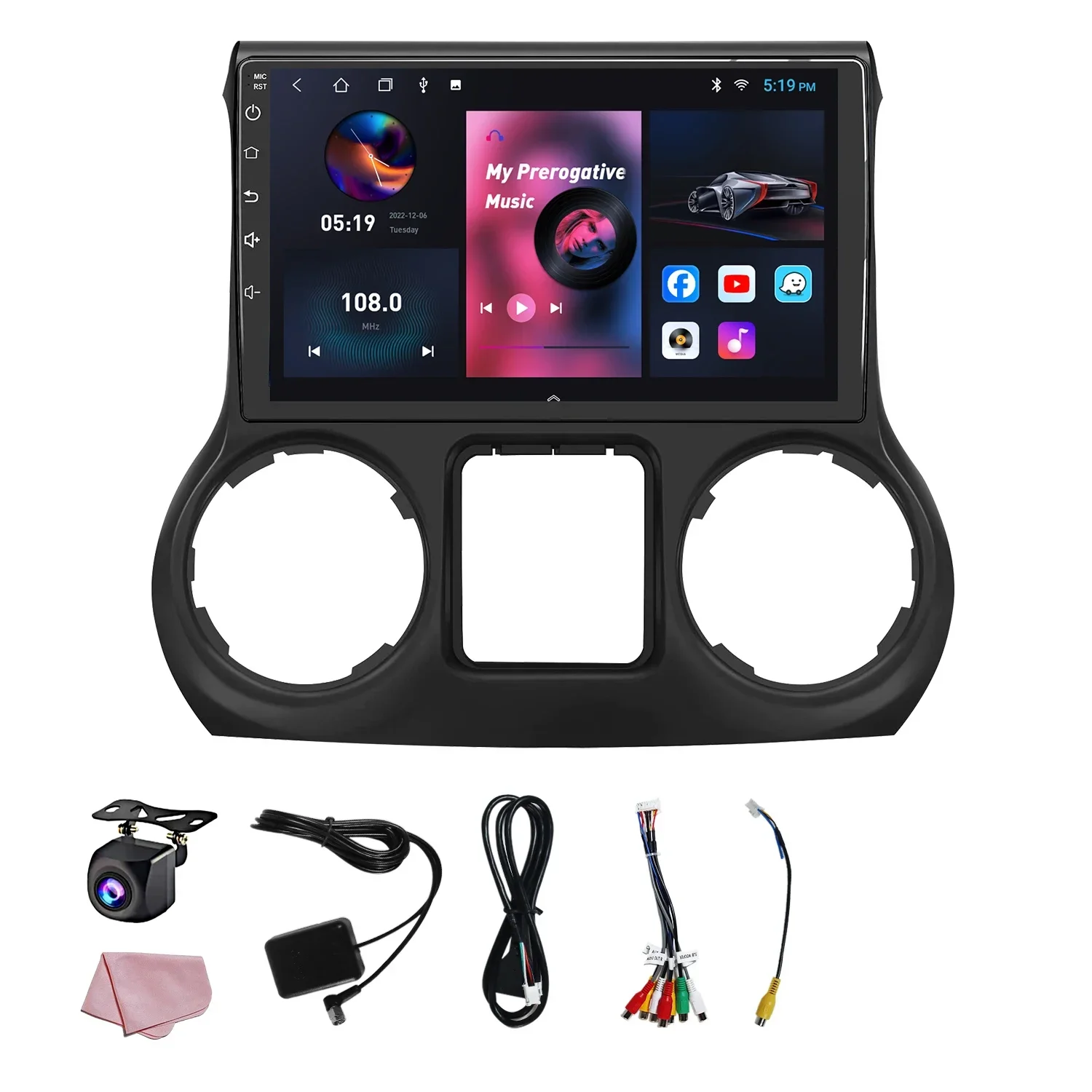 

'Car multidia player 2 din Bt 5.2 Fm/AM radio wireless Android auto For Jeep Wrangler JK 2007 2008 2009 2010 2011 2012