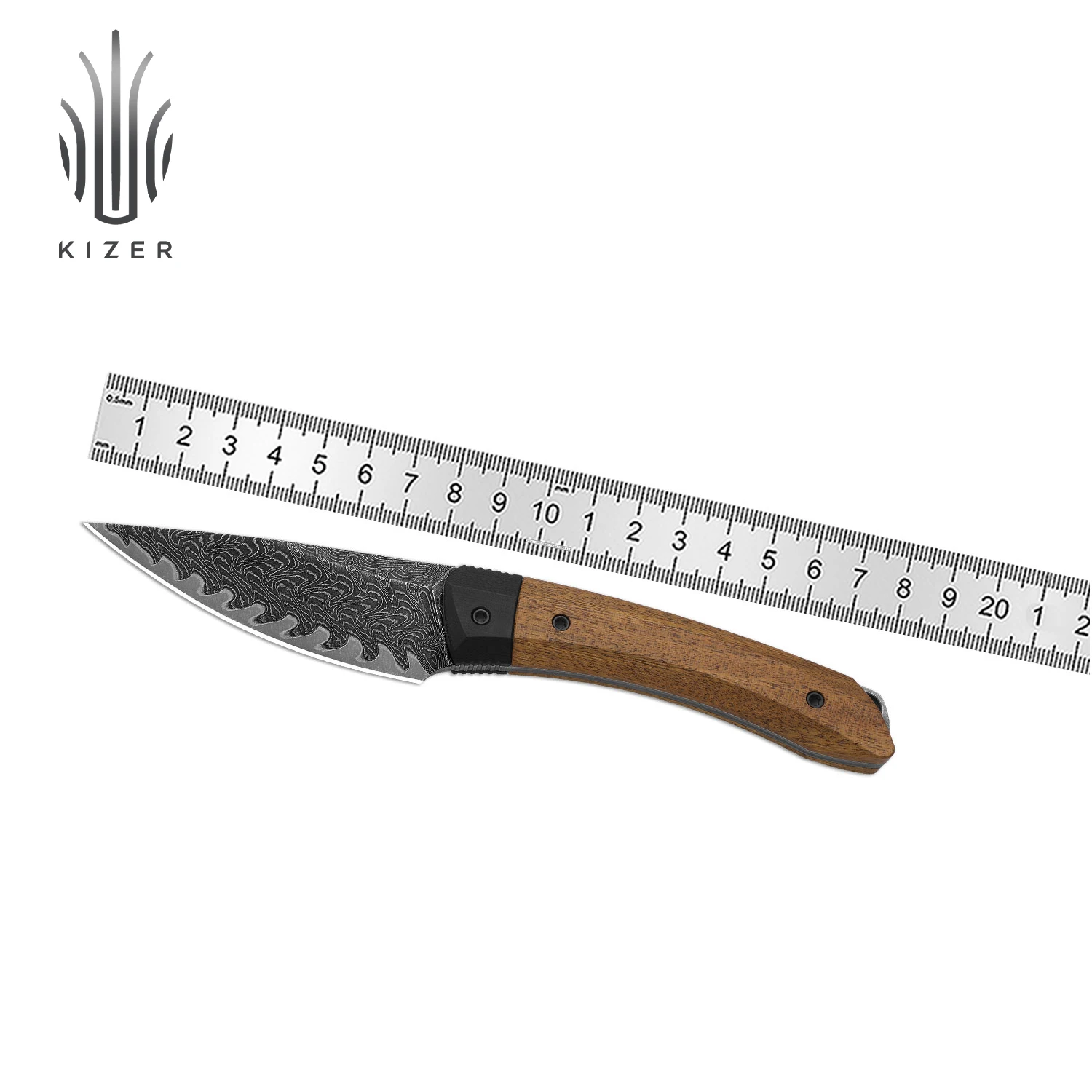 

Kizer Fixed Blade Knife Momo Fix3 1124 G10&Mkuruti Wood/Carbon Fiber/G10& Micarta Handle With Damascus/S35VN/AEB-L Steel Blade